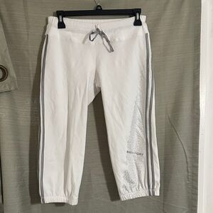 White Athletic Pants with Gray Stripes
